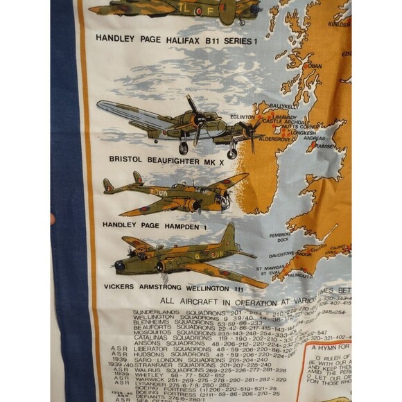 Vintage RAF Coastal Command Commemorative Cotton Tea Towel - Picture 9 of 12